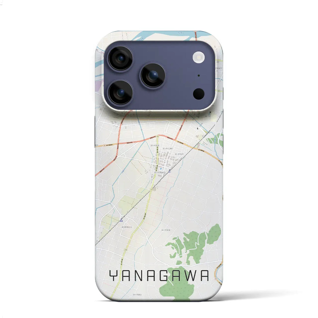 【梁川（福島県）】地図柄iPhoneケース（バックカバータイプ）ブラック・iPhone 17 Pro Max 用