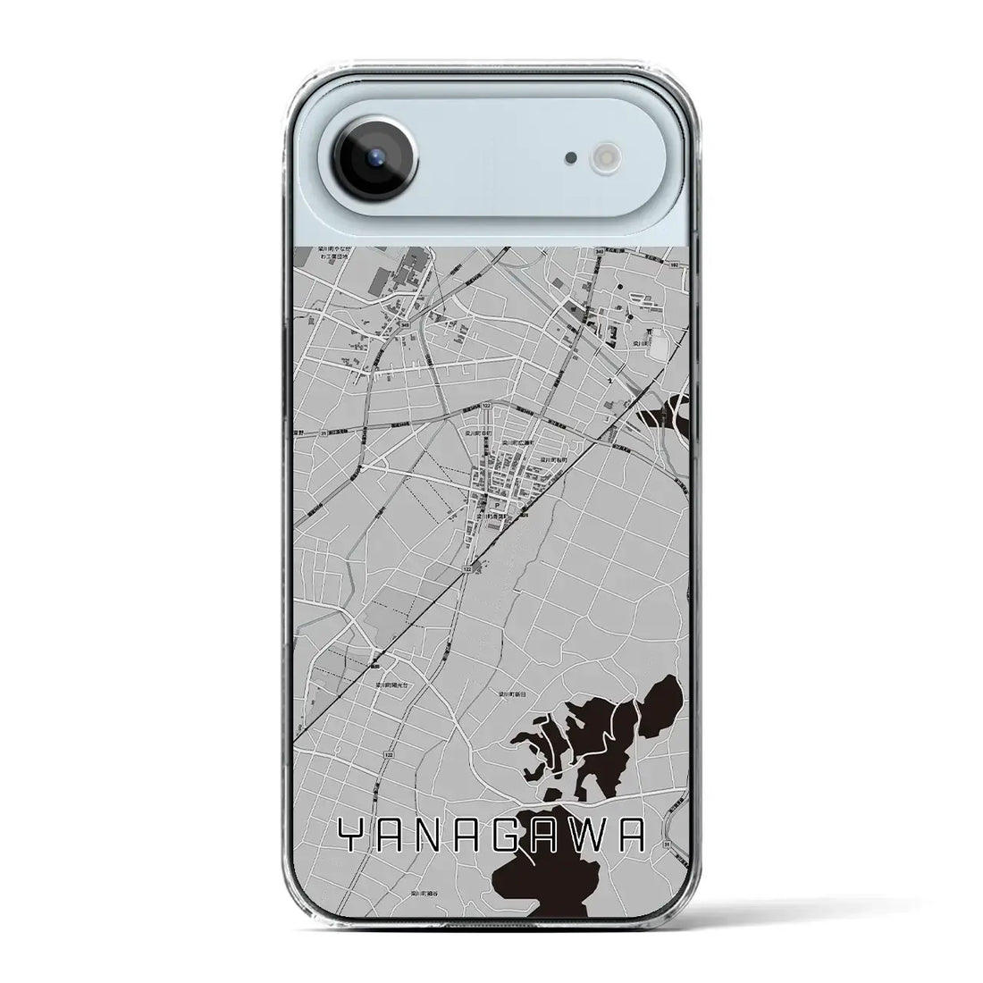 【梁川（福島県）】地図柄iPhoneケース（クリアタイプ）モノトーン・iPhone 17 Pro Max 用