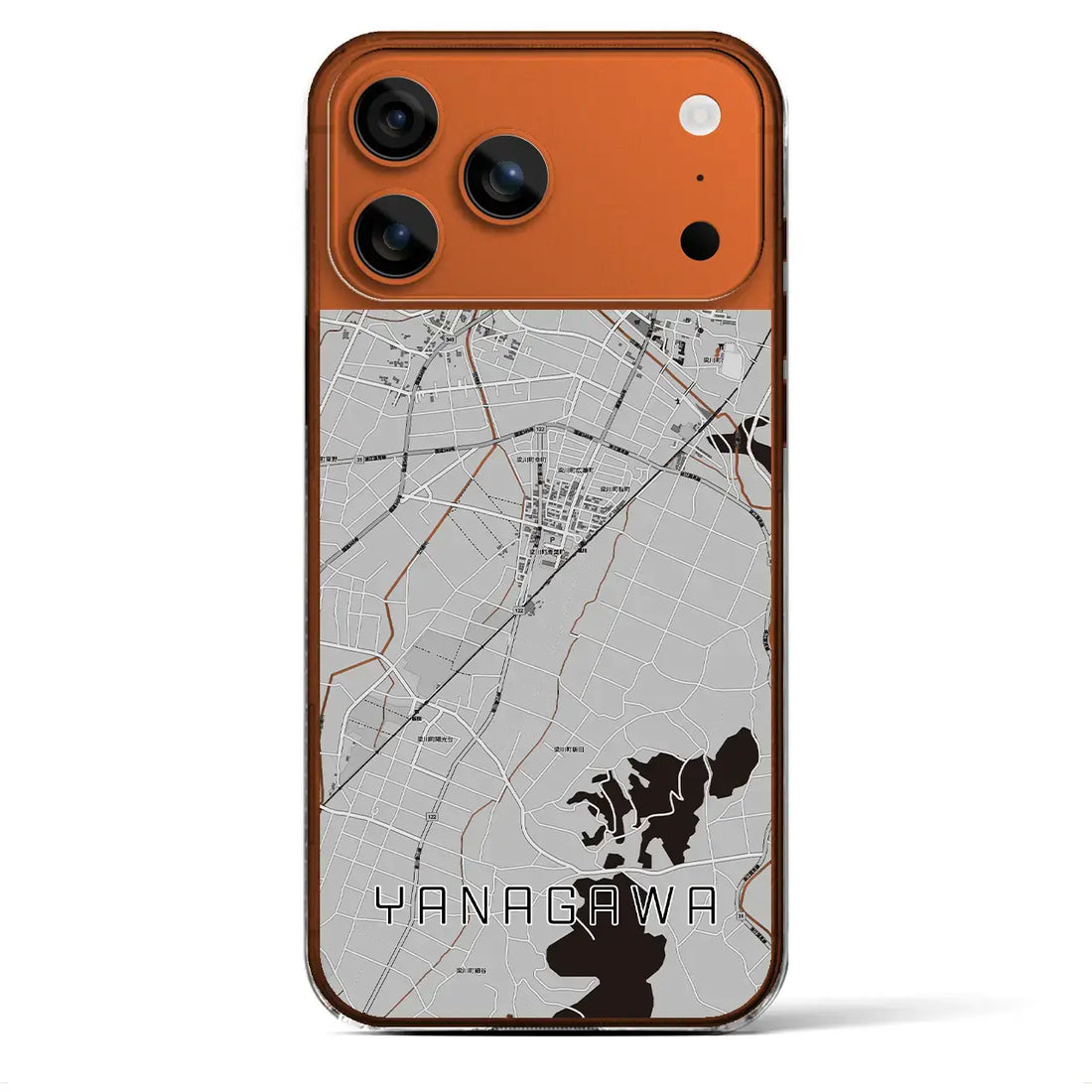 【梁川（福島県）】地図柄iPhoneケース（クリアタイプ）モノトーン・iPhone 17 Pro Max 用