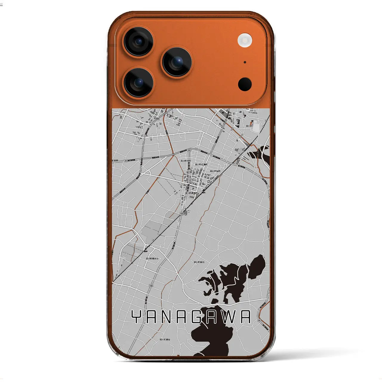 【梁川（福島県）】地図柄iPhoneケース（クリアタイプ）