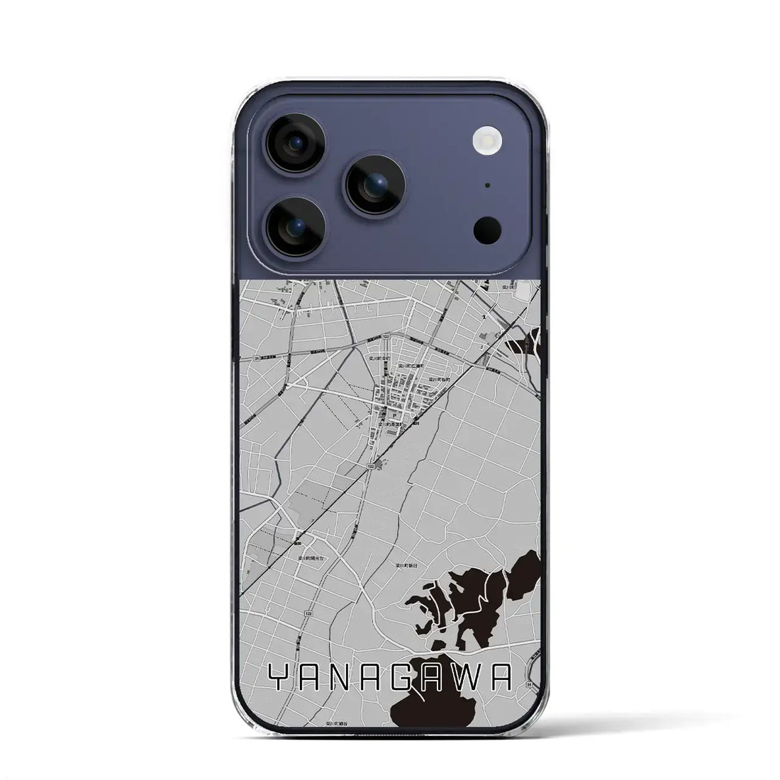 【梁川（福島県）】地図柄iPhoneケース（クリアタイプ）モノトーン・iPhone 17 Pro Max 用