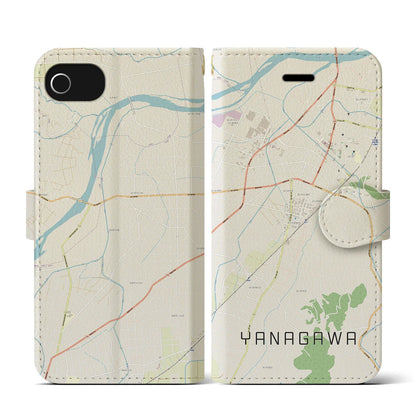 【梁川（福島県）】地図柄iPhoneケース（手帳タイプ）ナチュラル・iPhone SE（第3 / 第2世代） / 8 / 7 / 6s / 6 用