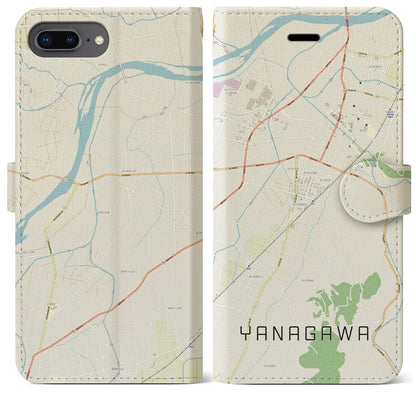 【梁川（福島県）】地図柄iPhoneケース（手帳タイプ）ナチュラル・iPhone 8Plus /7Plus / 6sPlus / 6Plus 用