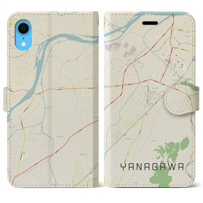 【梁川（福島県）】地図柄iPhoneケース（手帳タイプ）ナチュラル・iPhone XR 用