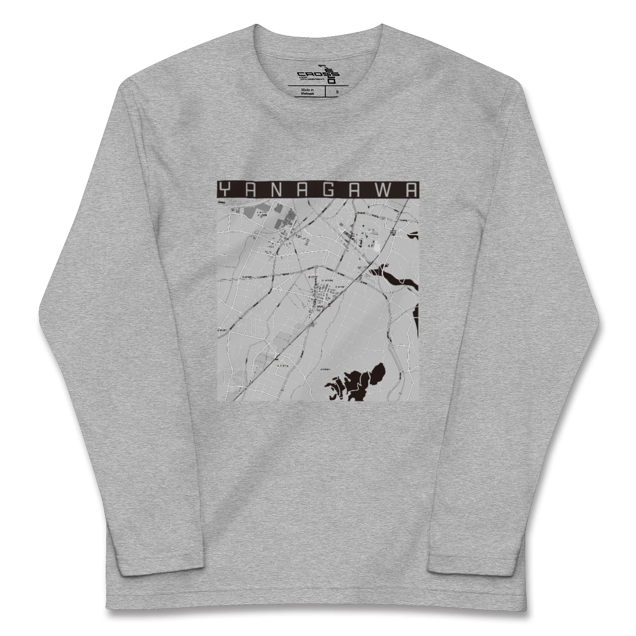 【梁川（福島県）】地図柄ロングスリーブTシャツ