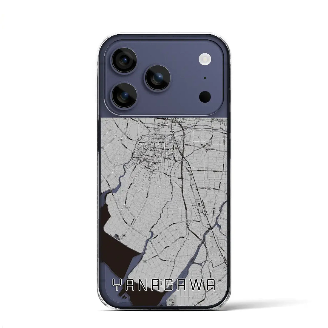 【柳川(福岡県)】地図柄iPhoneケース(クリアタイプ)モノトーン・iPhone 17 Pro Max 用