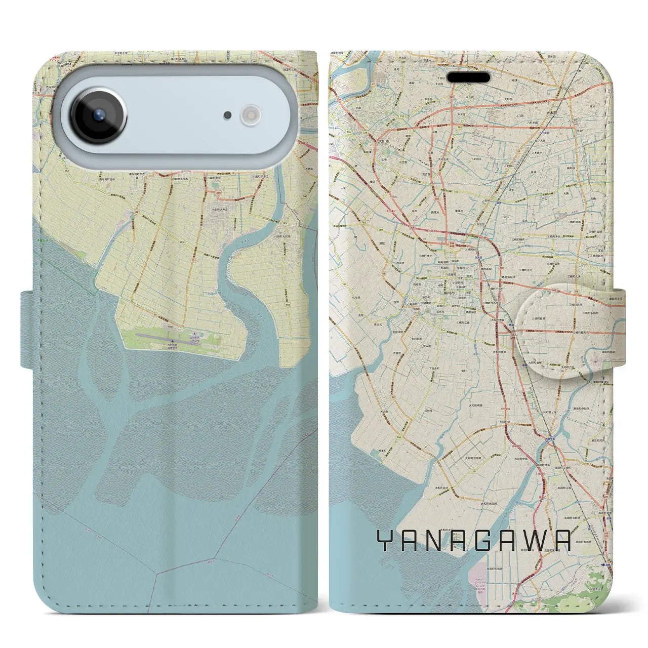 【柳川（福岡県）】地図柄iPhoneケース（手帳タイプ）