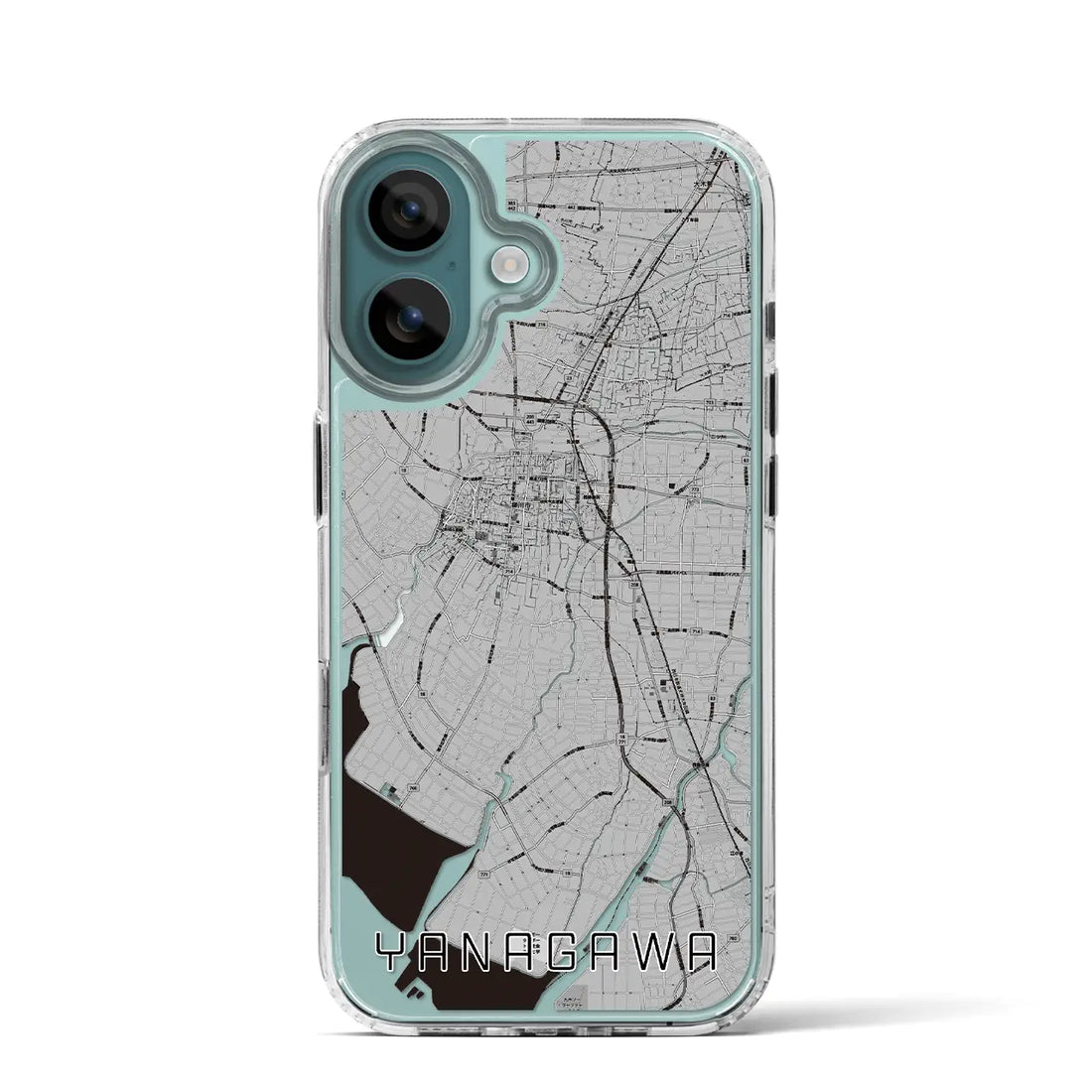 【柳川（福岡県）】地図柄iPhoneケース（MagSafeタイプ）モノトーン・iPhone 16 Pro 用