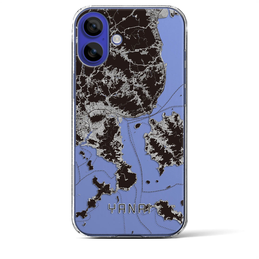 【柳井（山口県）】地図柄iPhoneケース（クリアタイプ）モノトーン・iPhone 16 Pro Max 用
