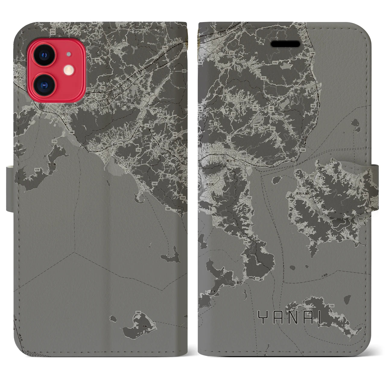 【柳井（山口県）】地図柄iPhoneケース（手帳タイプ）