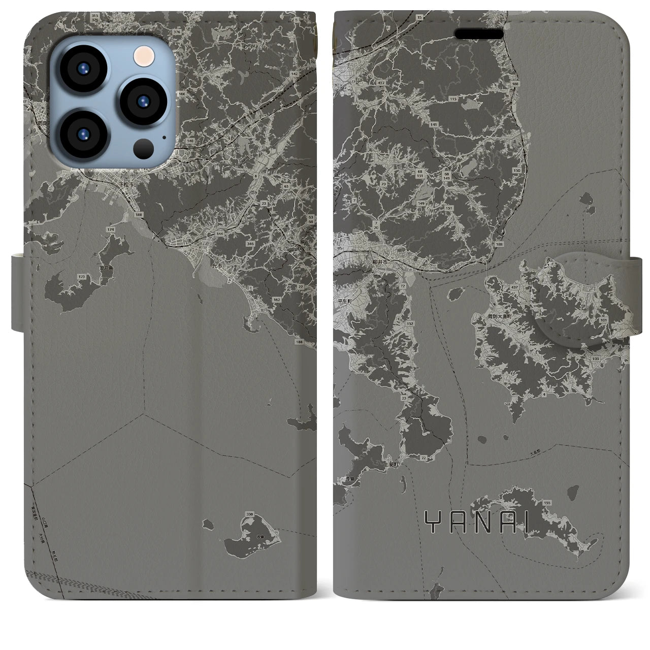 【柳井（山口県）】地図柄iPhoneケース（手帳タイプ）