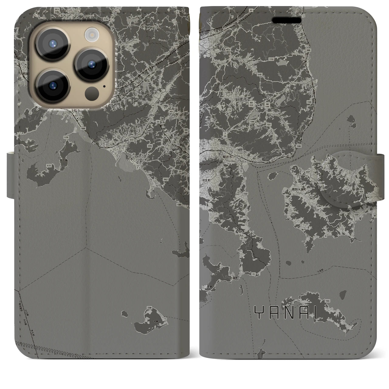 【柳井（山口県）】地図柄iPhoneケース（手帳タイプ）
