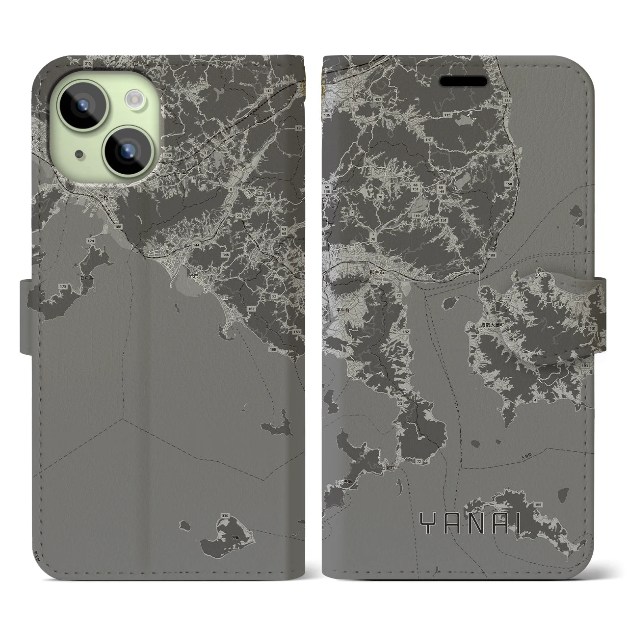 【柳井（山口県）】地図柄iPhoneケース（手帳タイプ）
