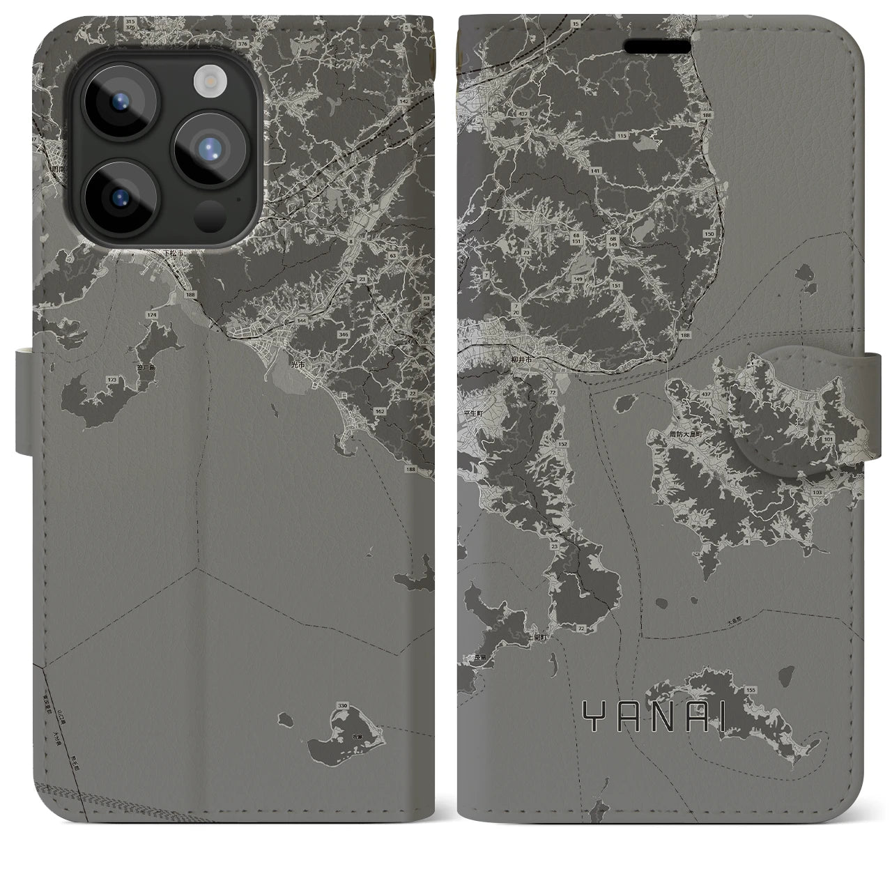 【柳井（山口県）】地図柄iPhoneケース（手帳タイプ）