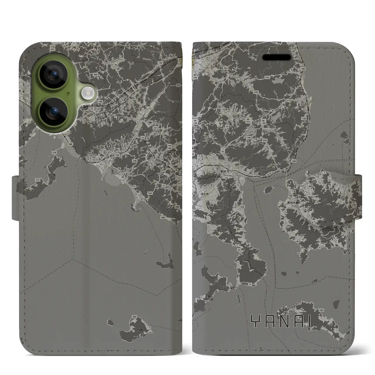 【柳井（山口県）】地図柄iPhoneケース（手帳タイプ）