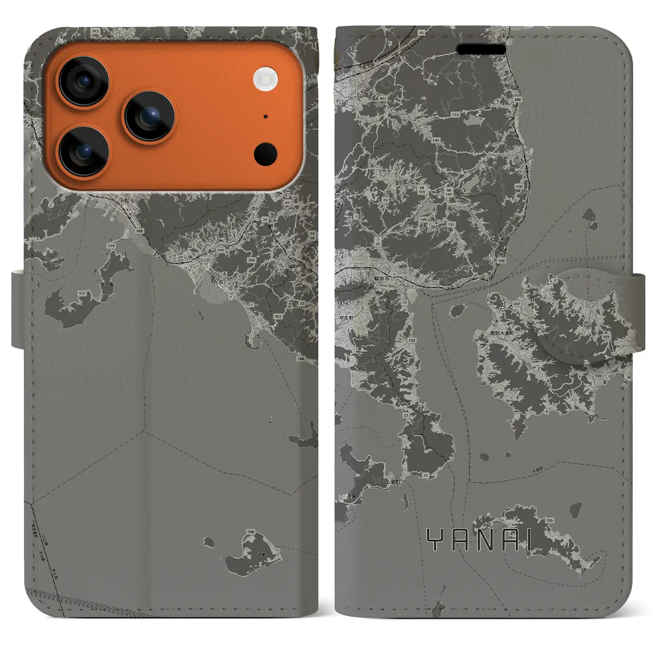 【柳井（山口県）】地図柄iPhoneケース（手帳タイプ）