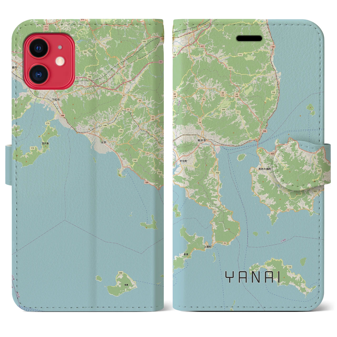 【柳井（山口県）】地図柄iPhoneケース（手帳タイプ）