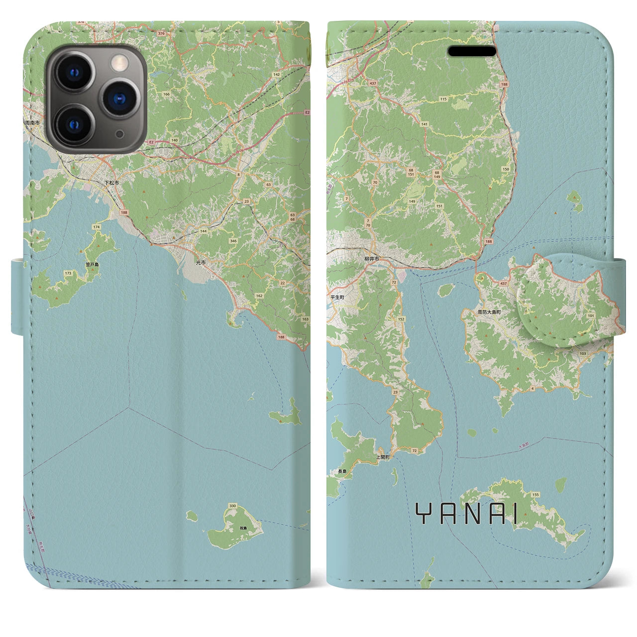 【柳井（山口県）】地図柄iPhoneケース（手帳タイプ）