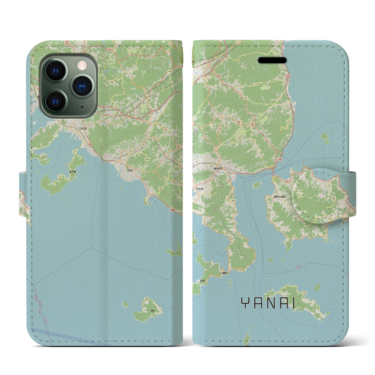 【柳井（山口県）】地図柄iPhoneケース（手帳タイプ）