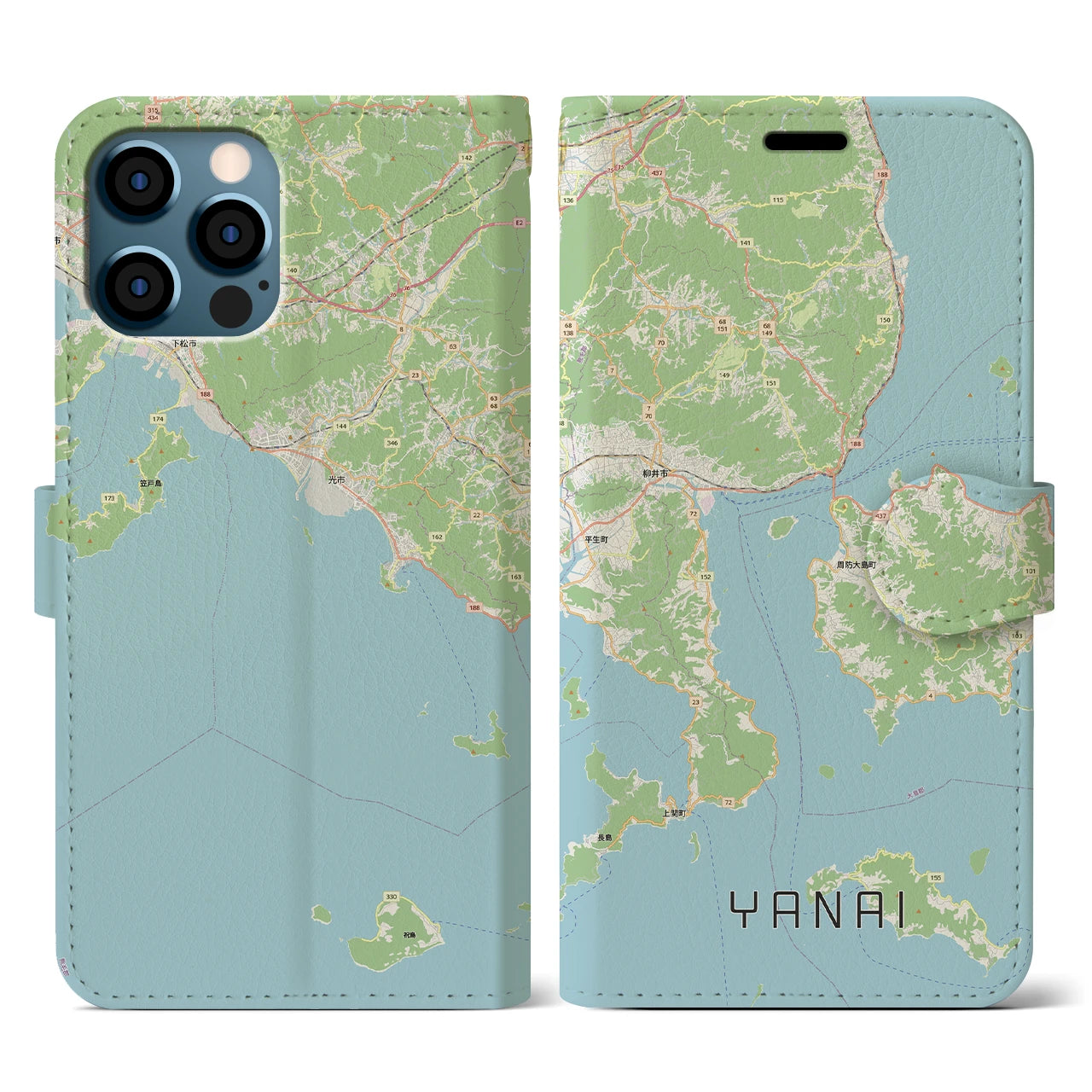 【柳井（山口県）】地図柄iPhoneケース（手帳タイプ）