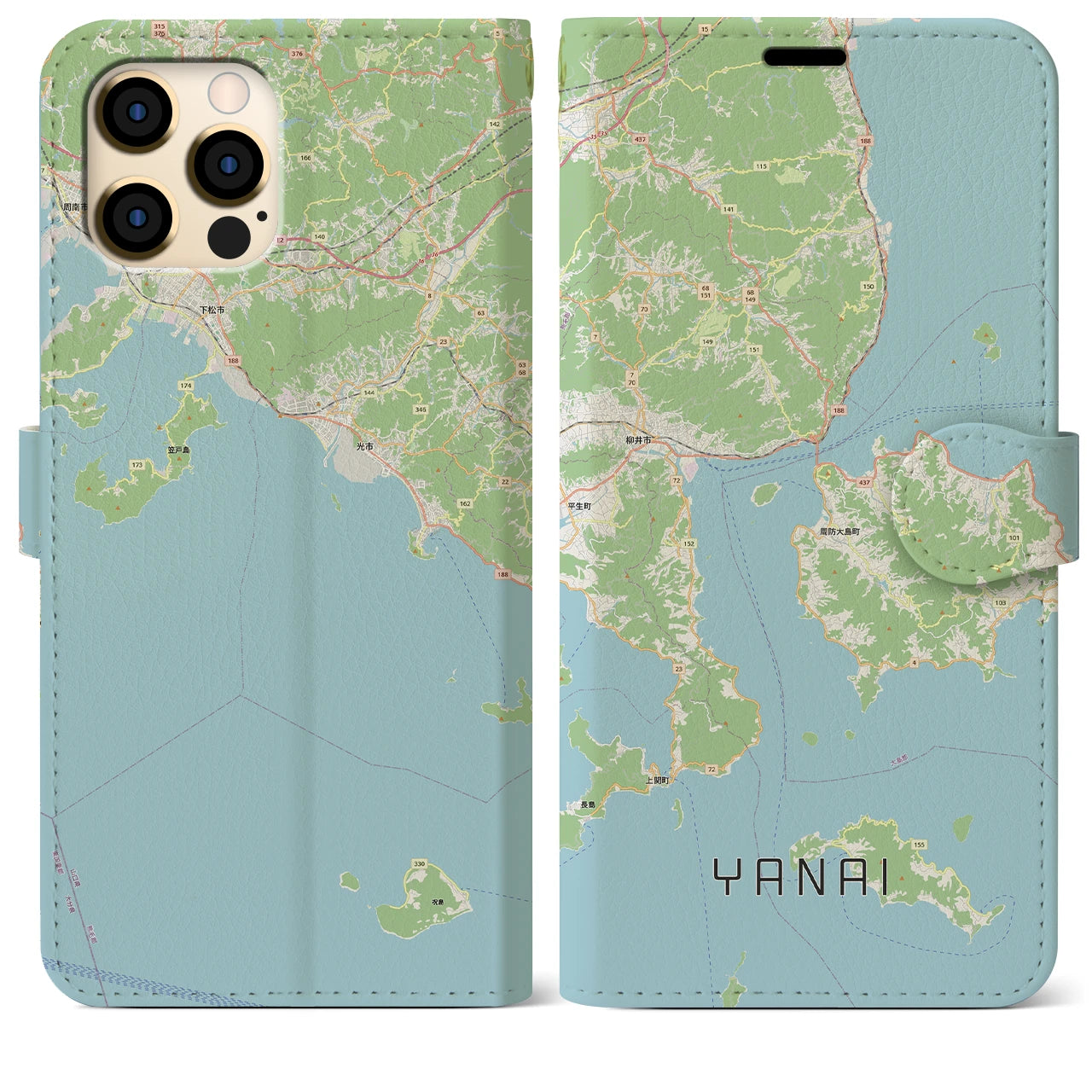 【柳井（山口県）】地図柄iPhoneケース（手帳タイプ）