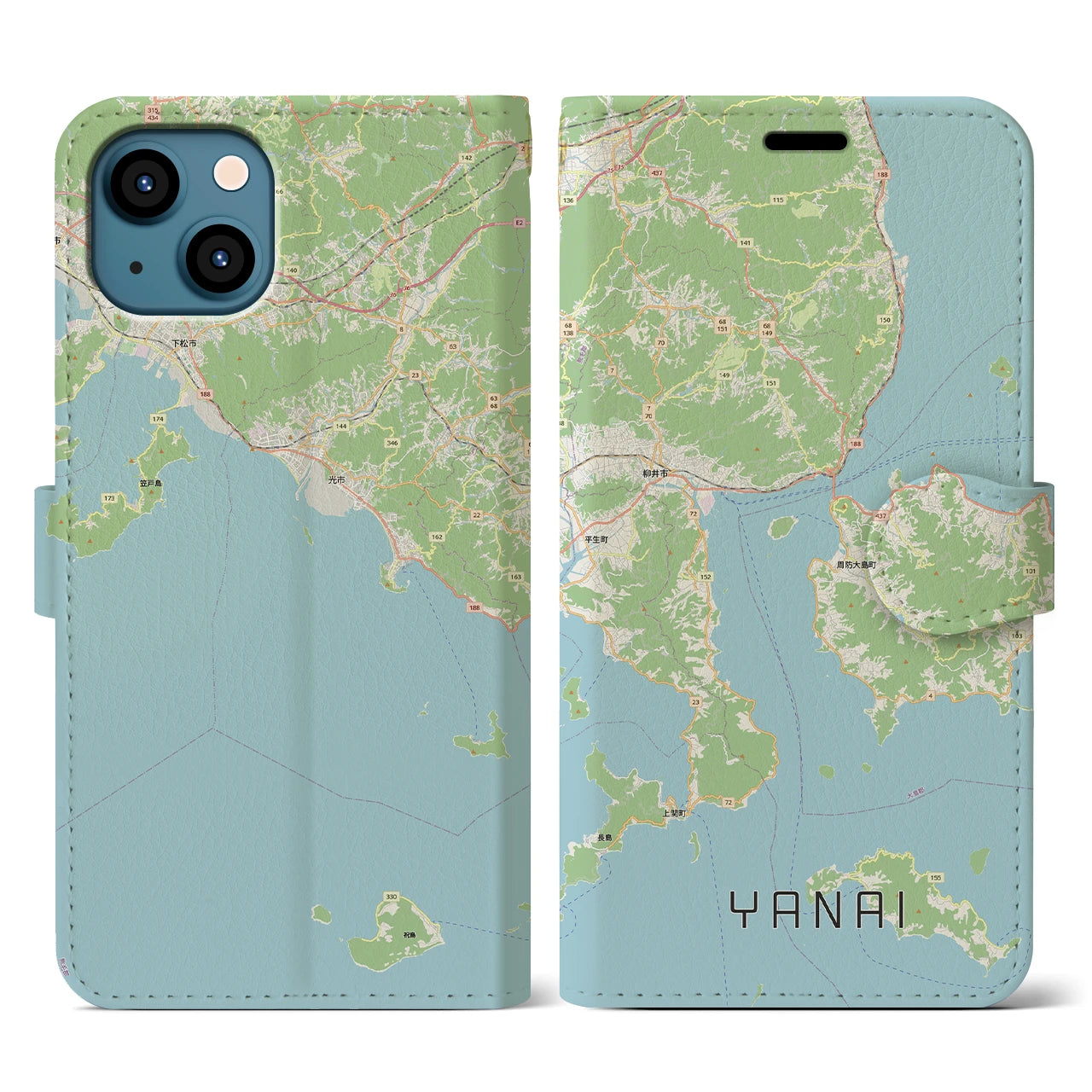 【柳井（山口県）】地図柄iPhoneケース（手帳タイプ）