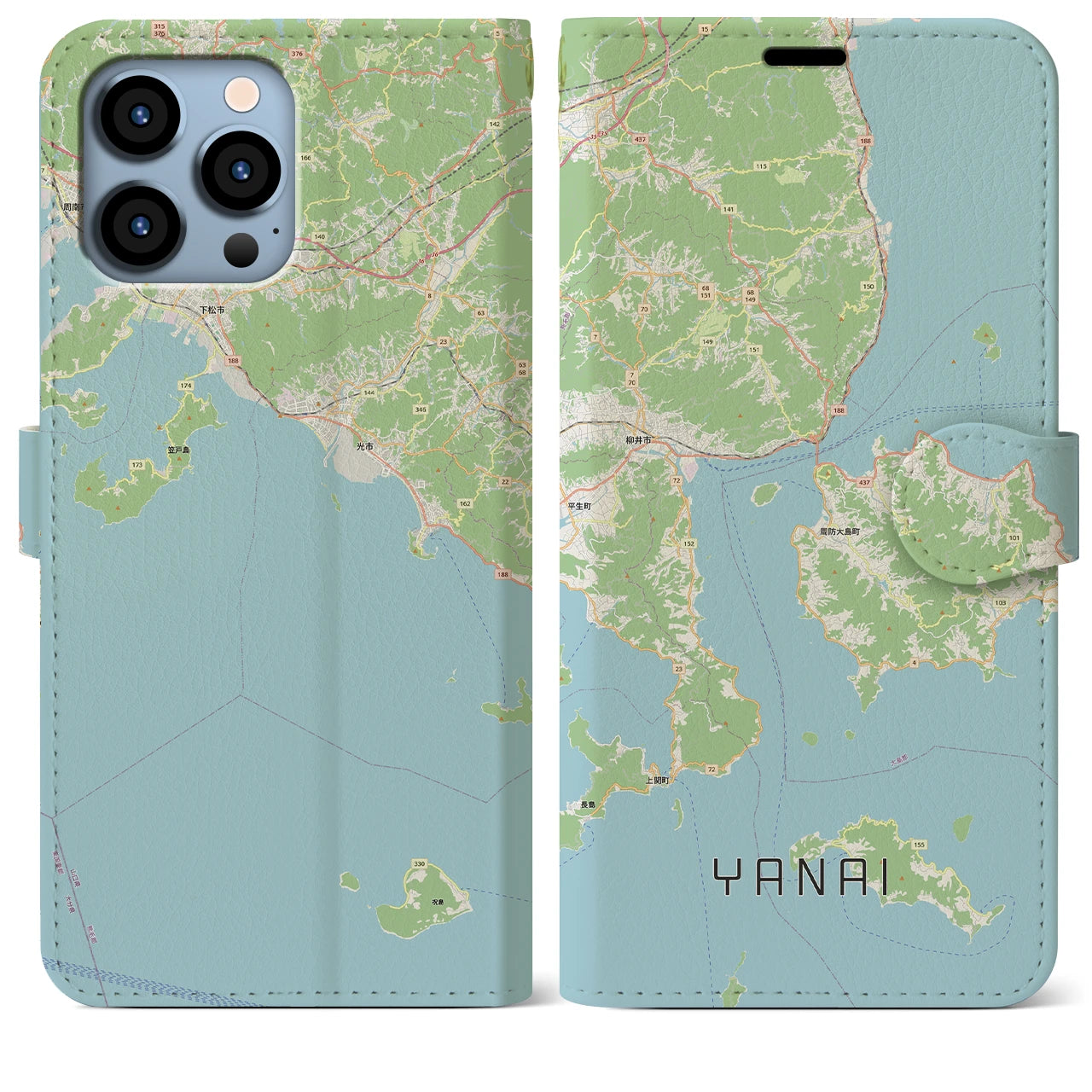 【柳井（山口県）】地図柄iPhoneケース（手帳タイプ）