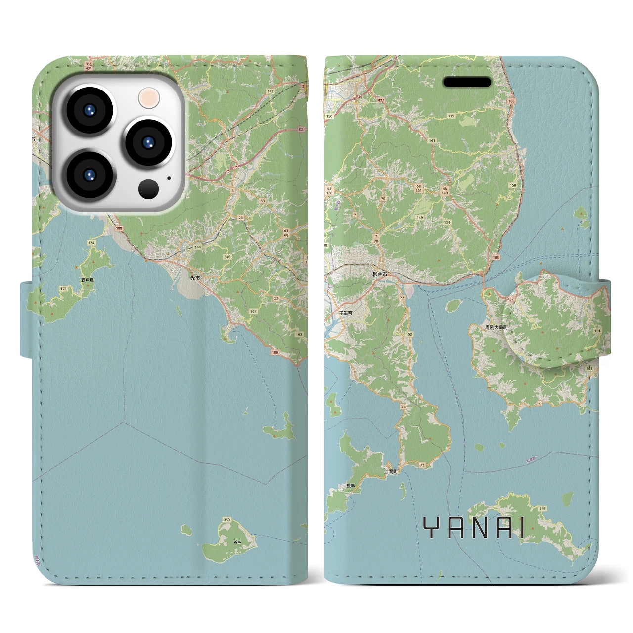 【柳井（山口県）】地図柄iPhoneケース（手帳タイプ）