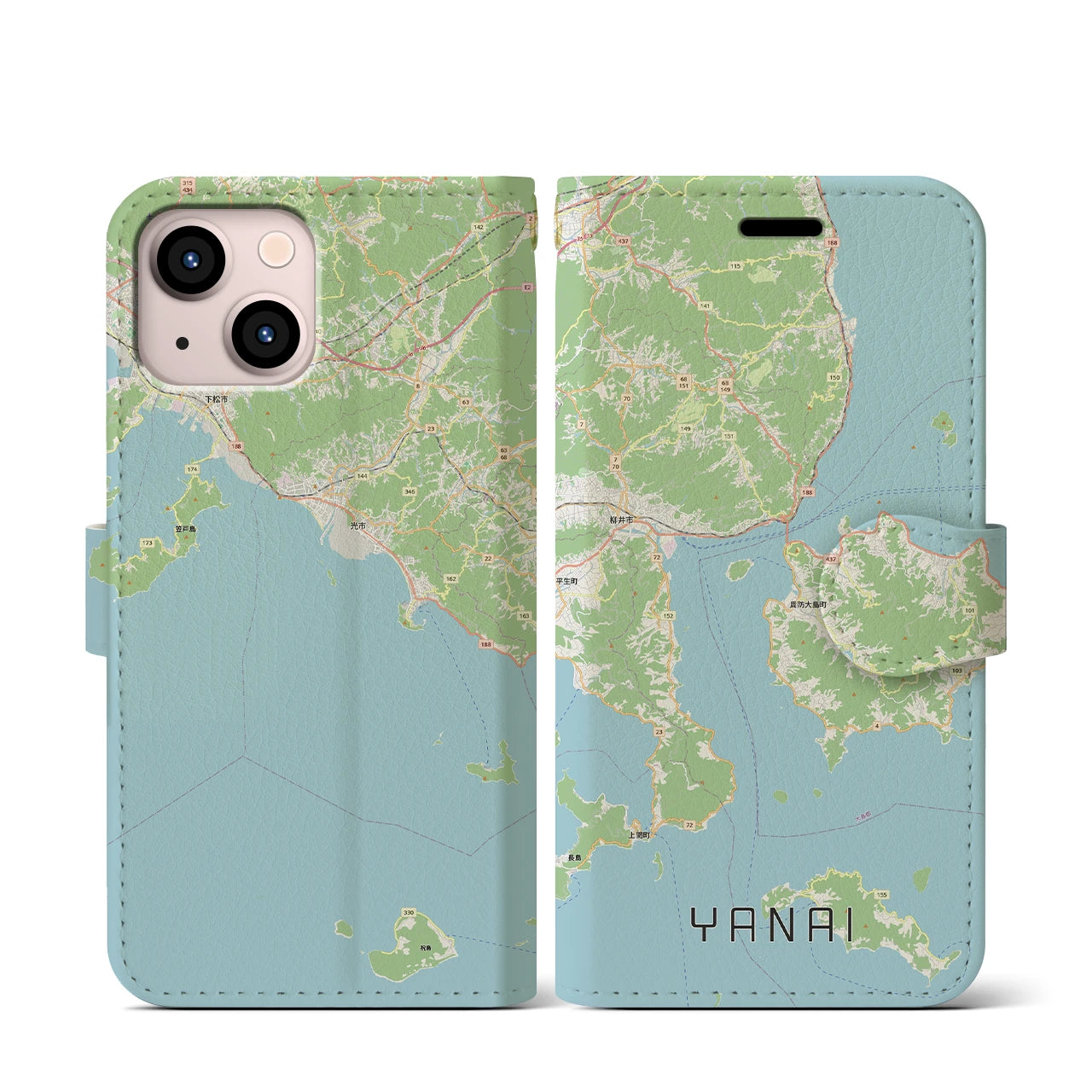 【柳井（山口県）】地図柄iPhoneケース（手帳タイプ）