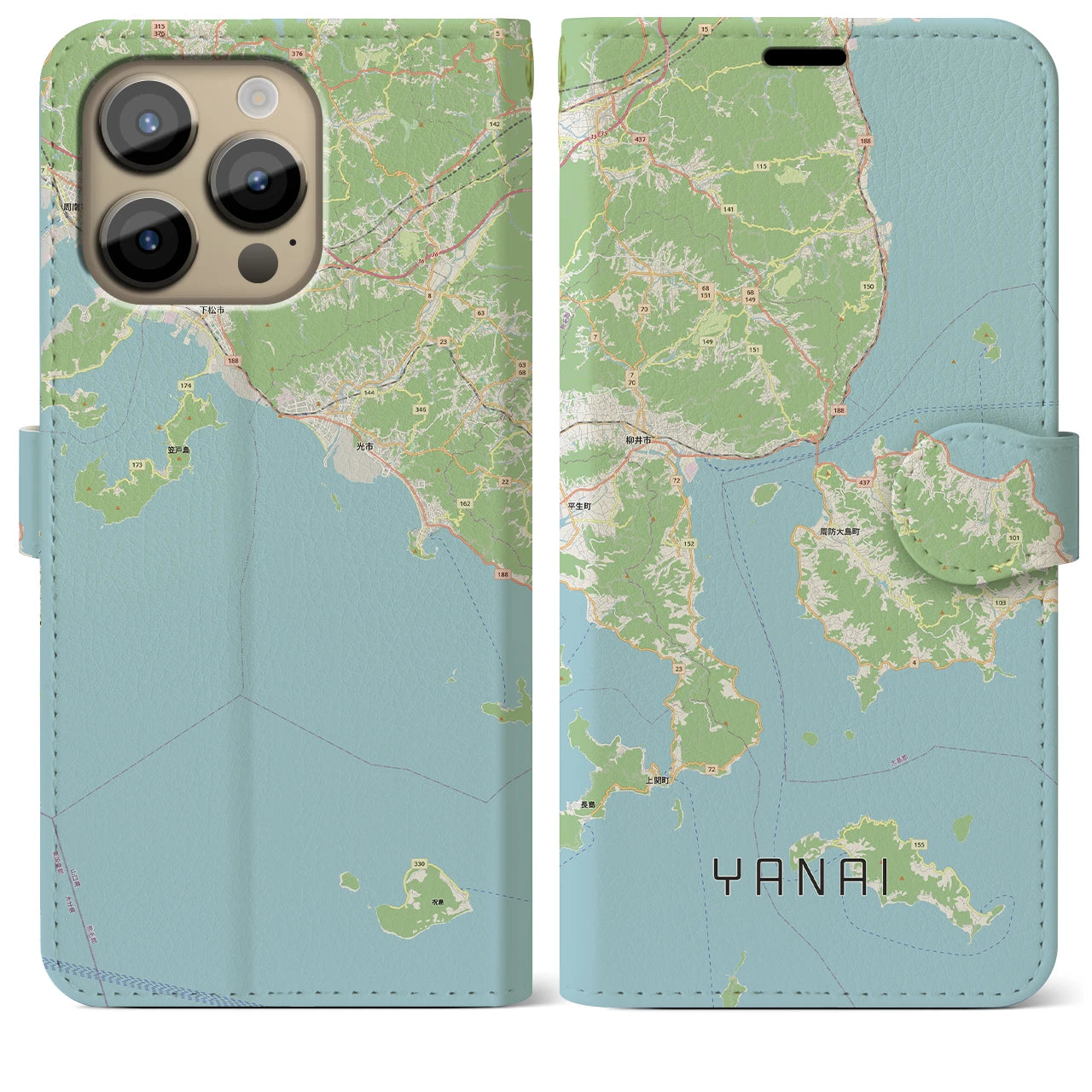 【柳井（山口県）】地図柄iPhoneケース（手帳タイプ）