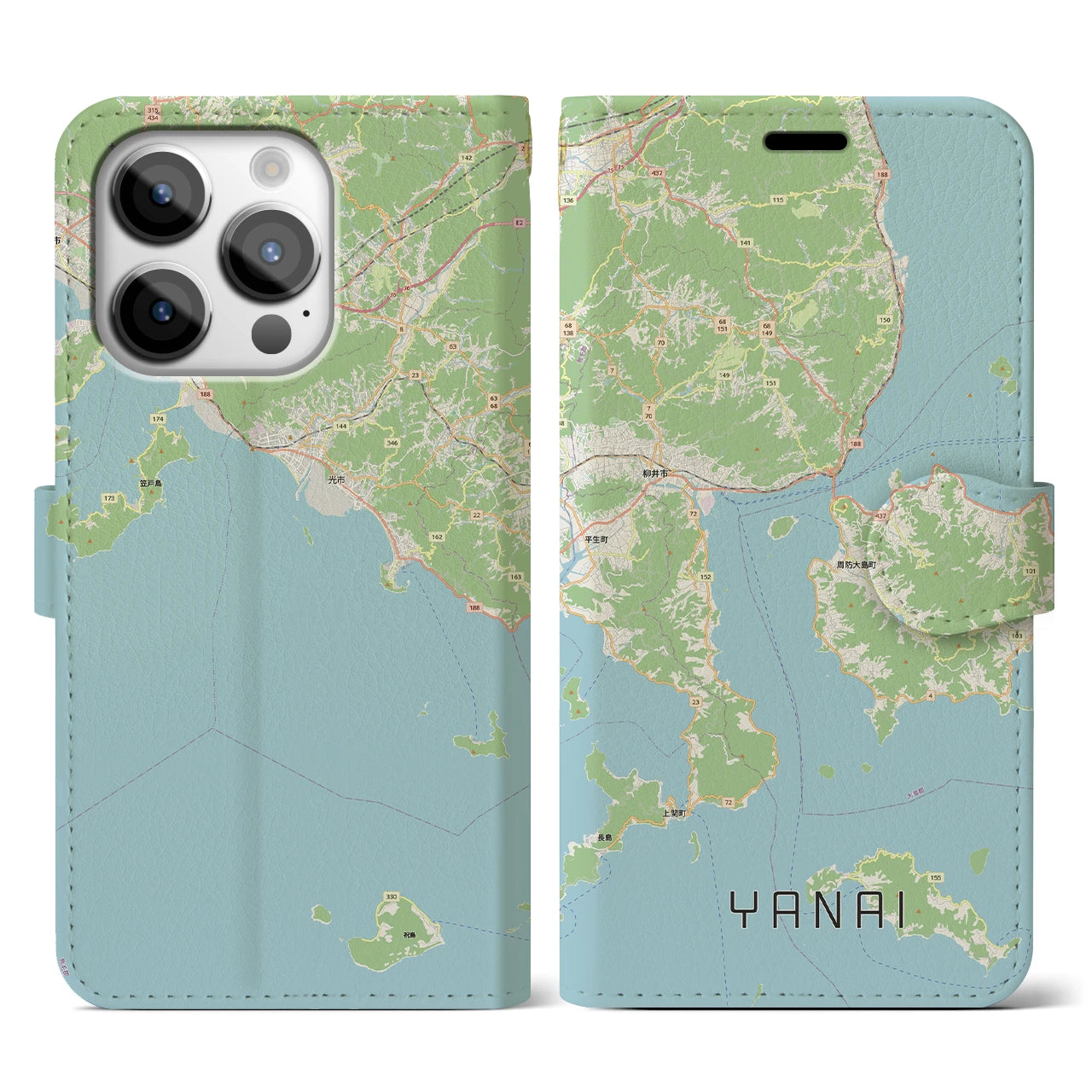 【柳井（山口県）】地図柄iPhoneケース（手帳タイプ）
