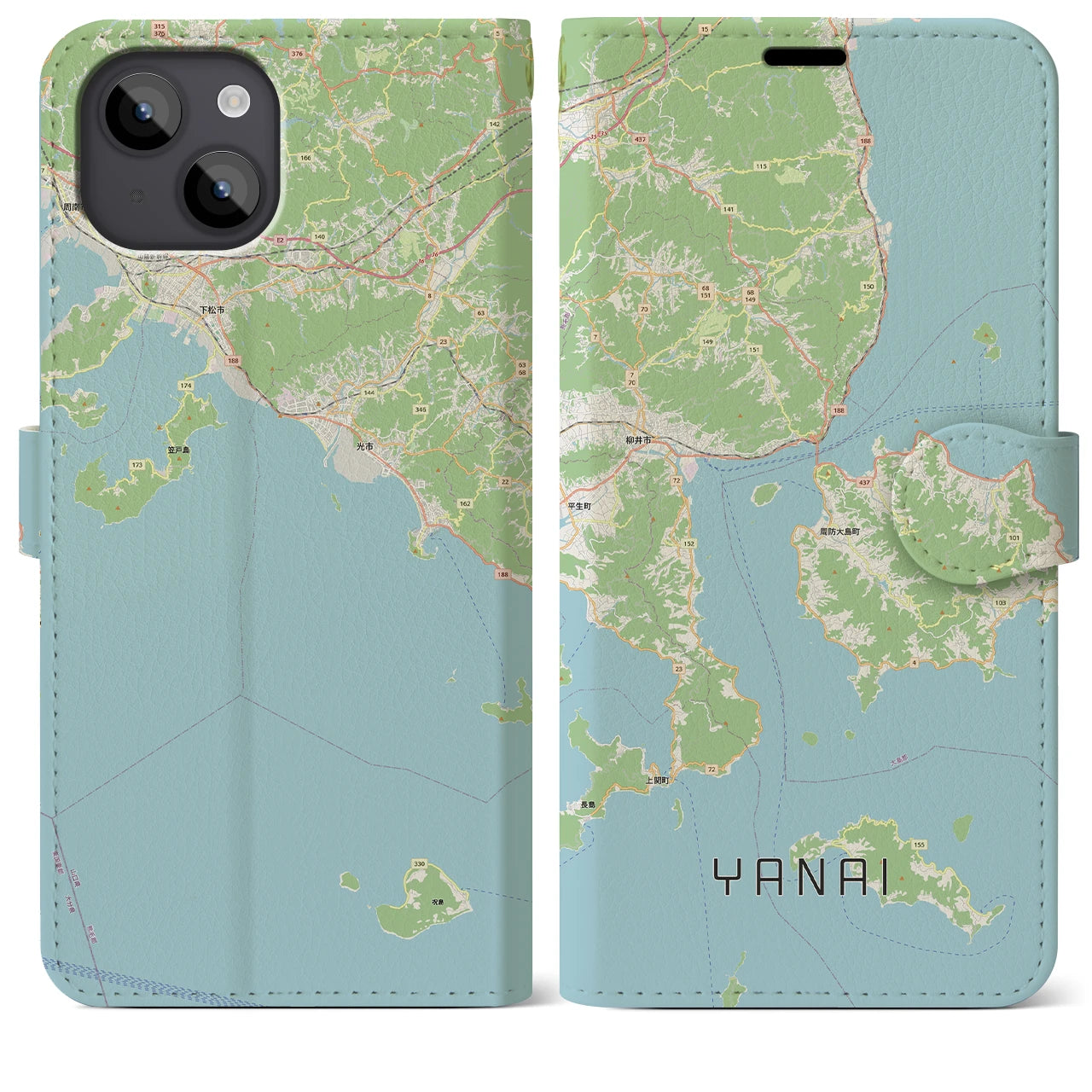 【柳井（山口県）】地図柄iPhoneケース（手帳タイプ）