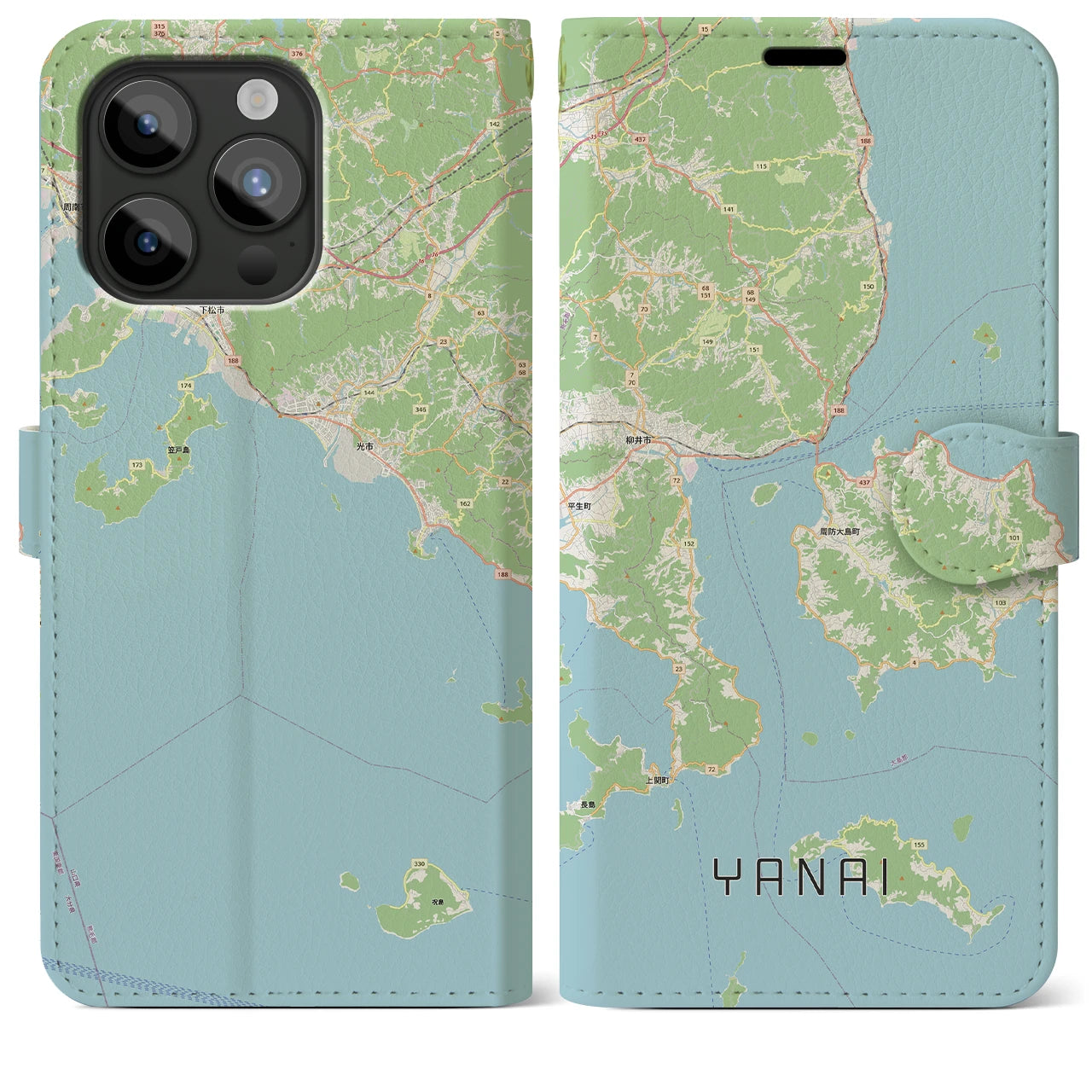 【柳井（山口県）】地図柄iPhoneケース（手帳タイプ）