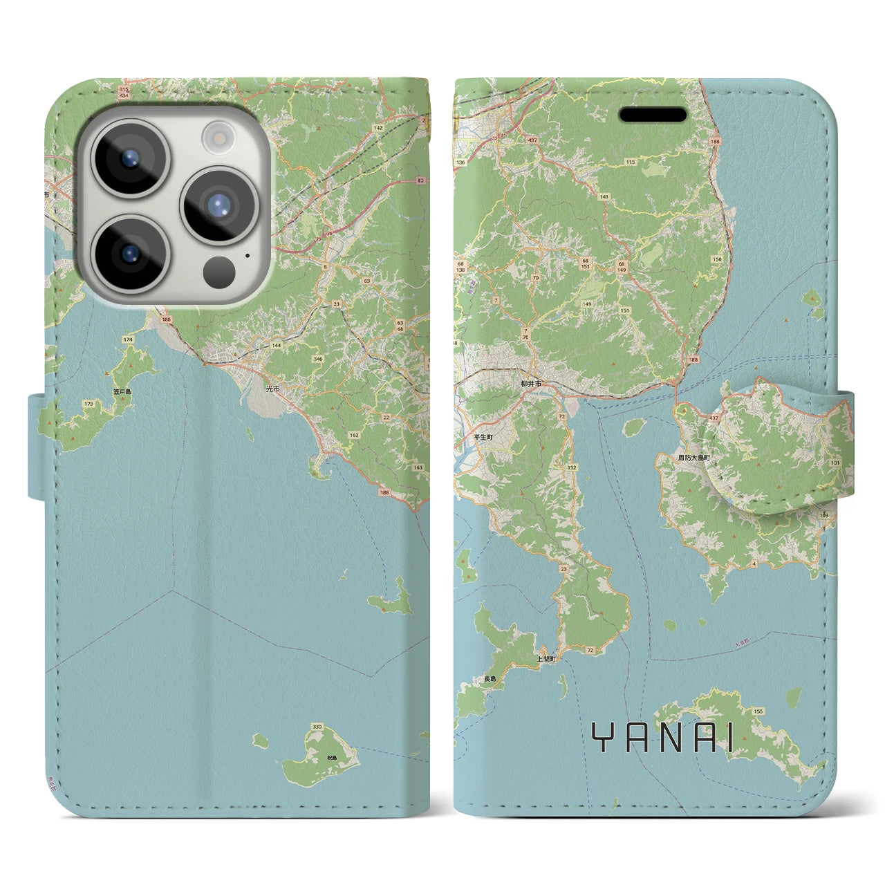 【柳井（山口県）】地図柄iPhoneケース（手帳タイプ）
