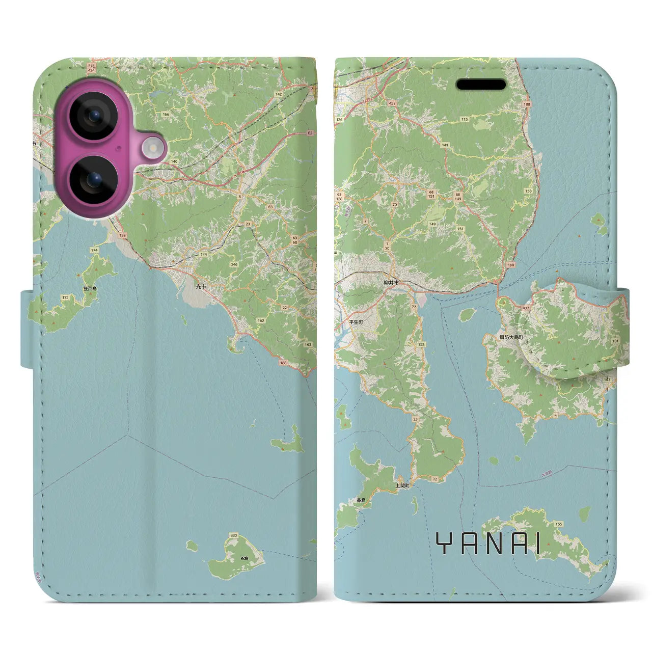 【柳井（山口県）】地図柄iPhoneケース（手帳タイプ）