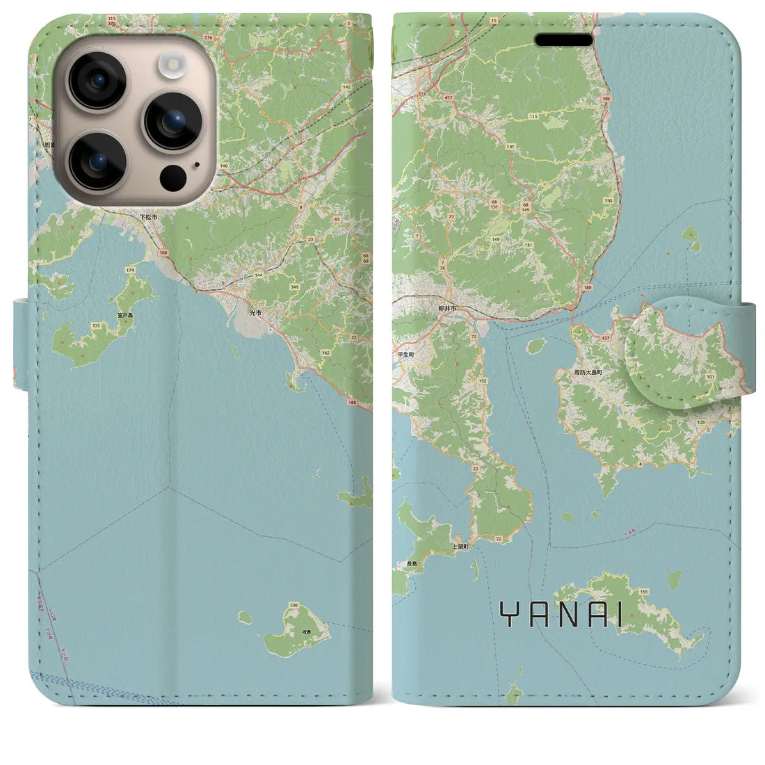 【柳井（山口県）】地図柄iPhoneケース（手帳タイプ）