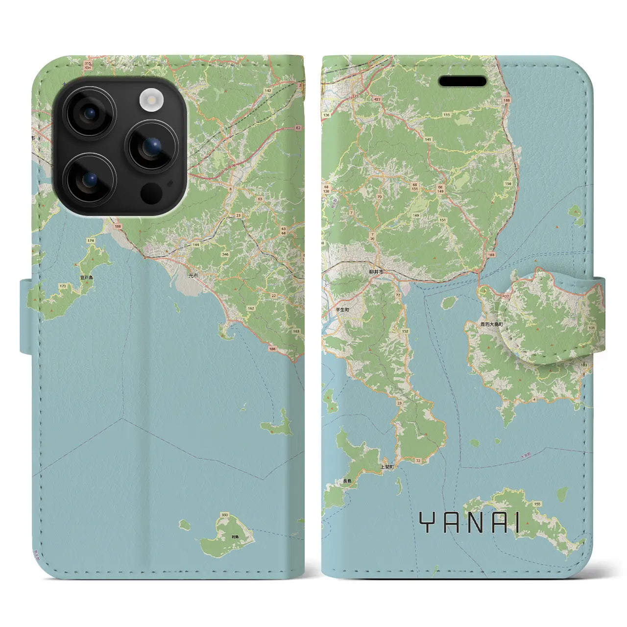 【柳井（山口県）】地図柄iPhoneケース（手帳タイプ）
