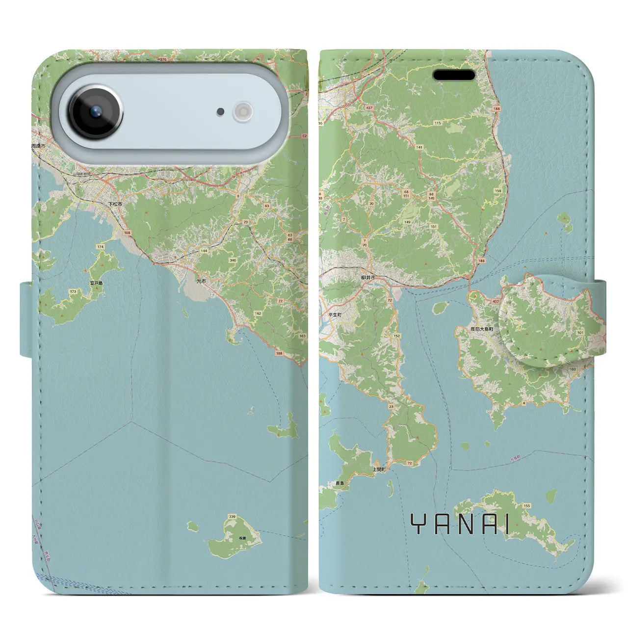 【柳井（山口県）】地図柄iPhoneケース（手帳タイプ）