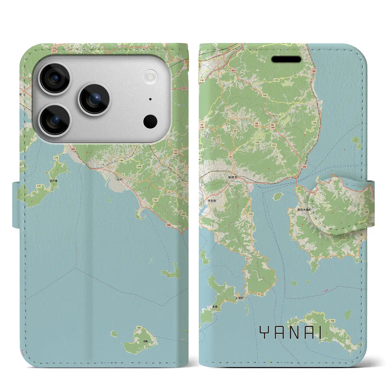 【柳井（山口県）】地図柄iPhoneケース（手帳タイプ）