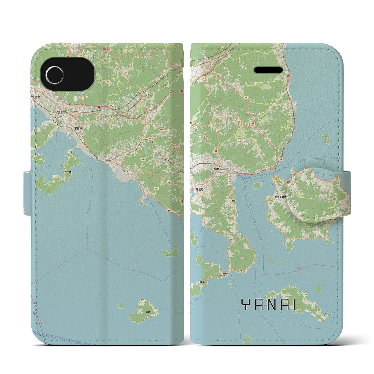 【柳井（山口県）】地図柄iPhoneケース（手帳タイプ）