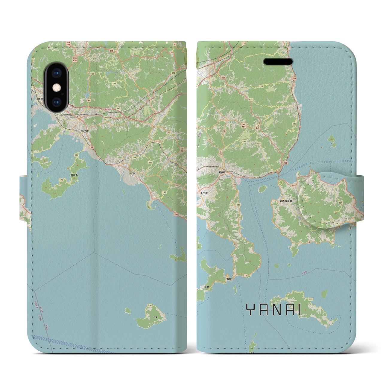 【柳井（山口県）】地図柄iPhoneケース（手帳タイプ）