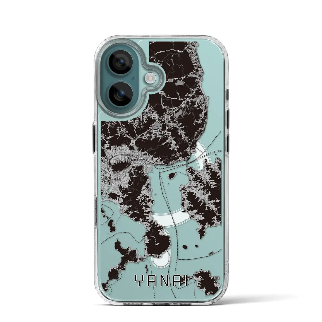 【柳井(山口県)】地図柄iPhoneケース(MagSafeタイプ)モノトーン・iPhone 16 Pro 用