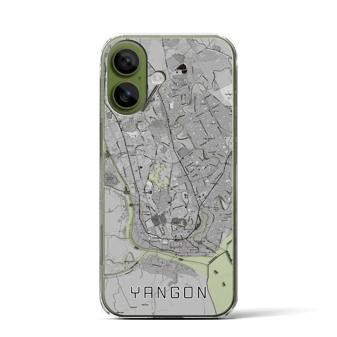 【ヤンゴン（ミャンマー）】地図柄iPhoneケース（クリアタイプ）モノトーン・iPhone 17 Pro Max 用