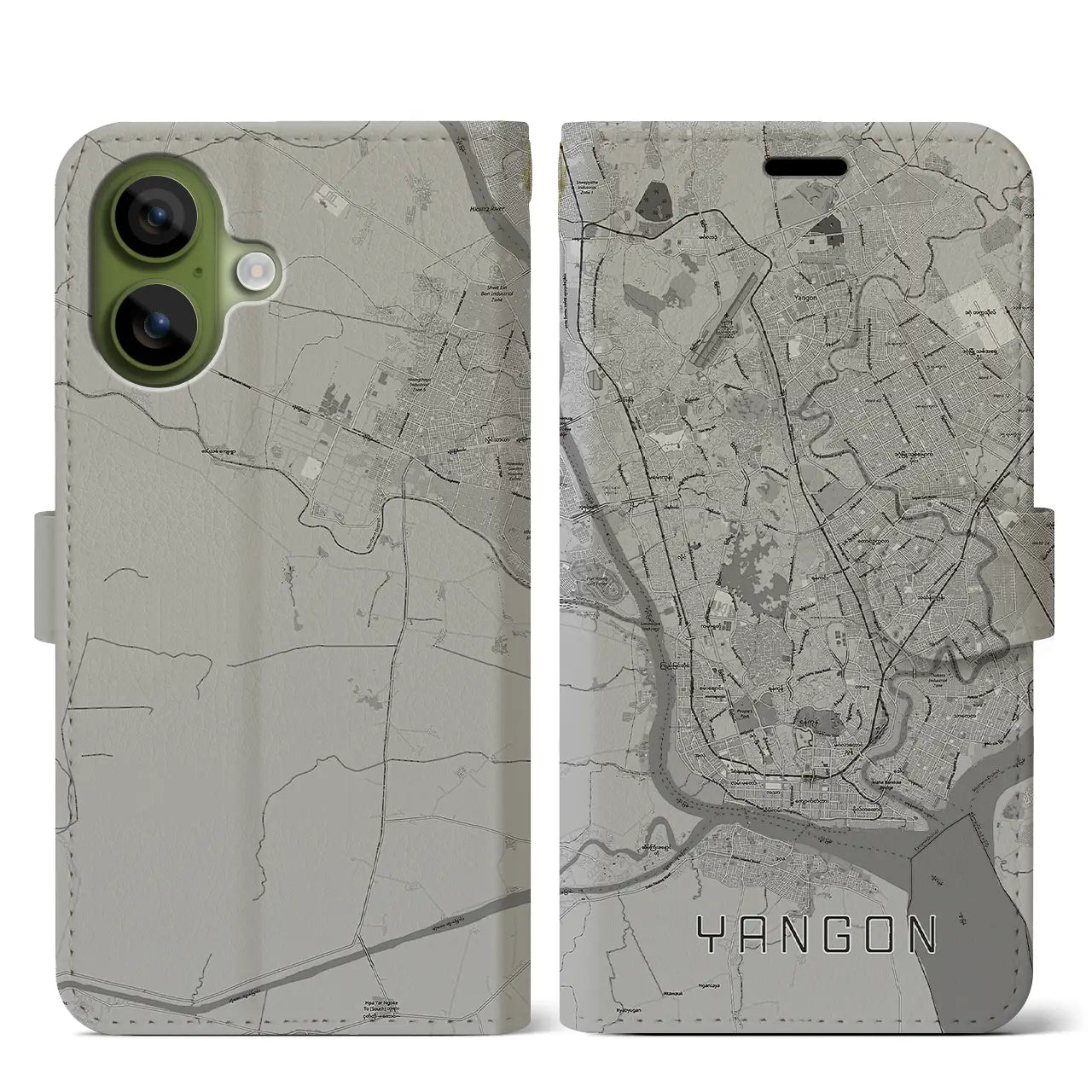 【ヤンゴン（ミャンマー）】地図柄iPhoneケース（手帳タイプ）