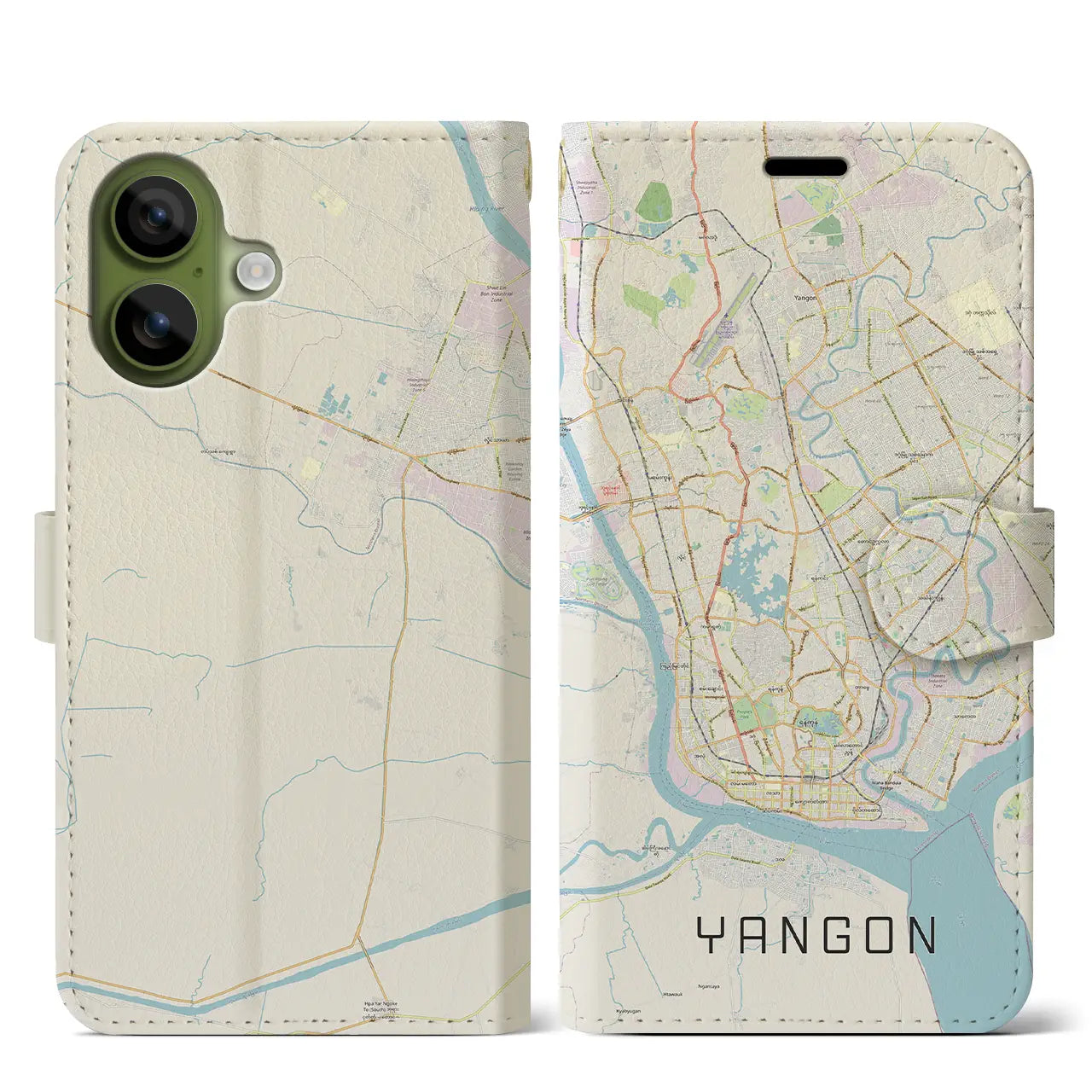【ヤンゴン（ミャンマー）】地図柄iPhoneケース（手帳タイプ）