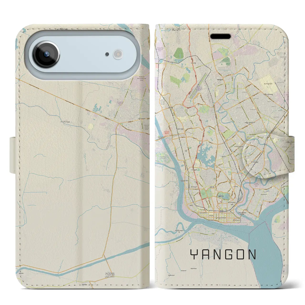 【ヤンゴン（ミャンマー）】地図柄iPhoneケース（手帳タイプ）