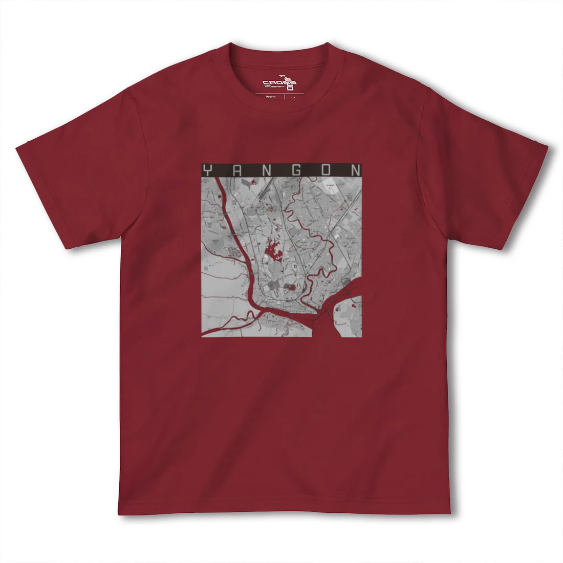 【ヤンゴン(ミャンマー)】地図柄ヘビーウェイトTシャツ