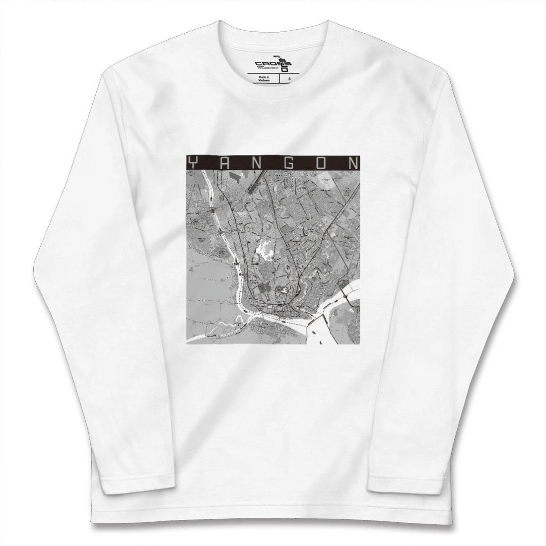 【ヤンゴン(ミャンマー)】地図柄ロングスリーブTシャツ