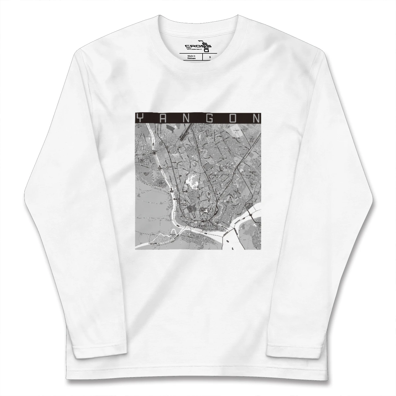 【ヤンゴン（ミャンマー）】地図柄ロングスリーブTシャツ