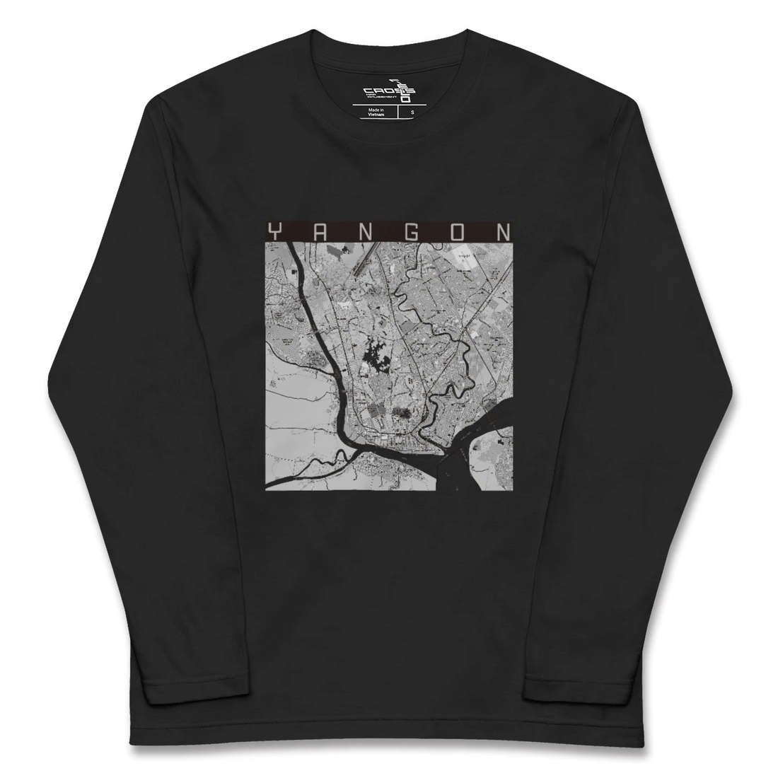 【ヤンゴン(ミャンマー)】地図柄ロングスリーブTシャツ